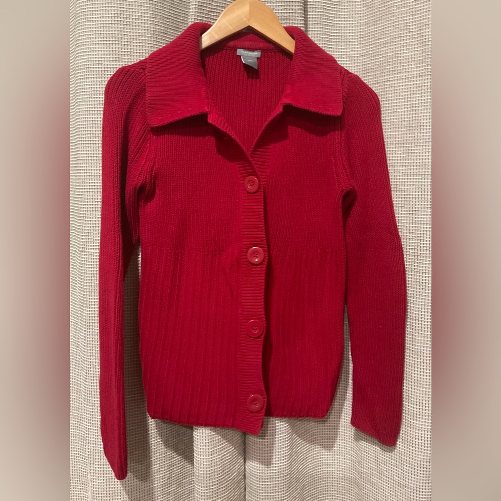 Ann Taylor Red Cardigan Sweater